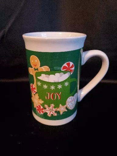 "Joy" Christmas Mug/ Cup, Gingerbread & Peppermint. By Royal Norfolk.